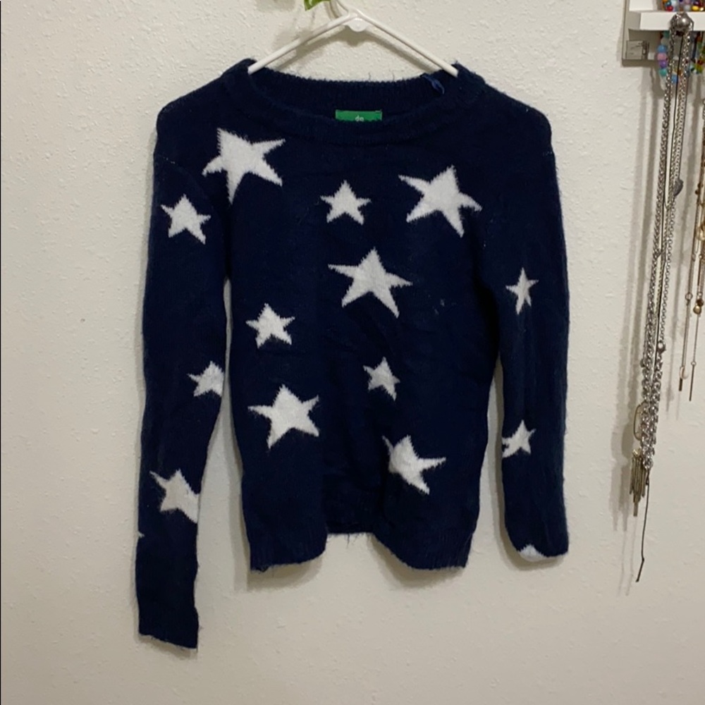Blue and white starred sweater
